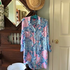 Lilly Pulitzer Swim Coverup XL blue and pink